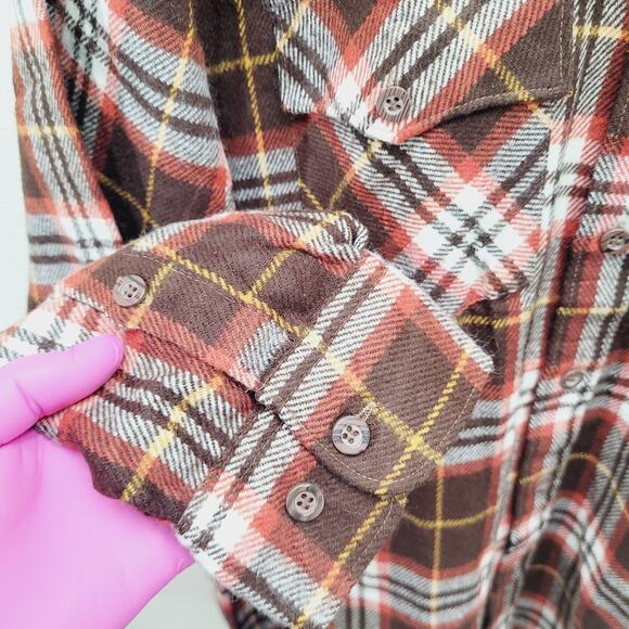 VTG 90s Woodland Flannel Shirt L 23.5" Chest Lined Bias Pockets Acrylic Plaid - Picture 4 of 7